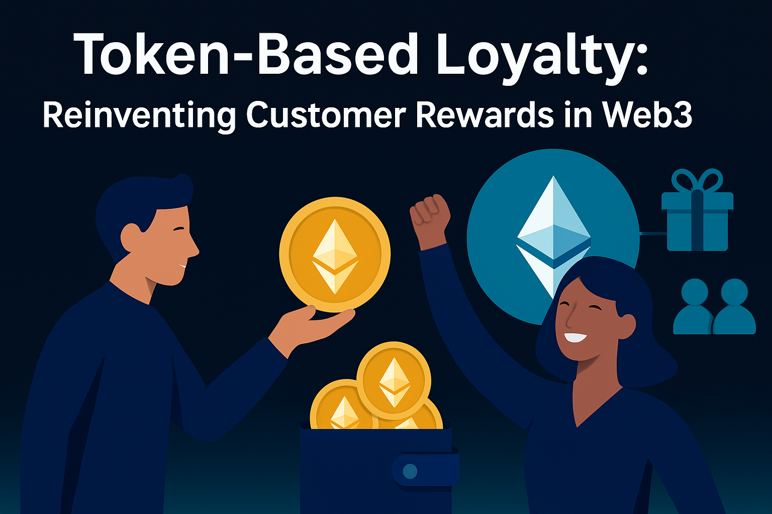 Token-based loyalty in Web3 with blockchain customer rewards graphic